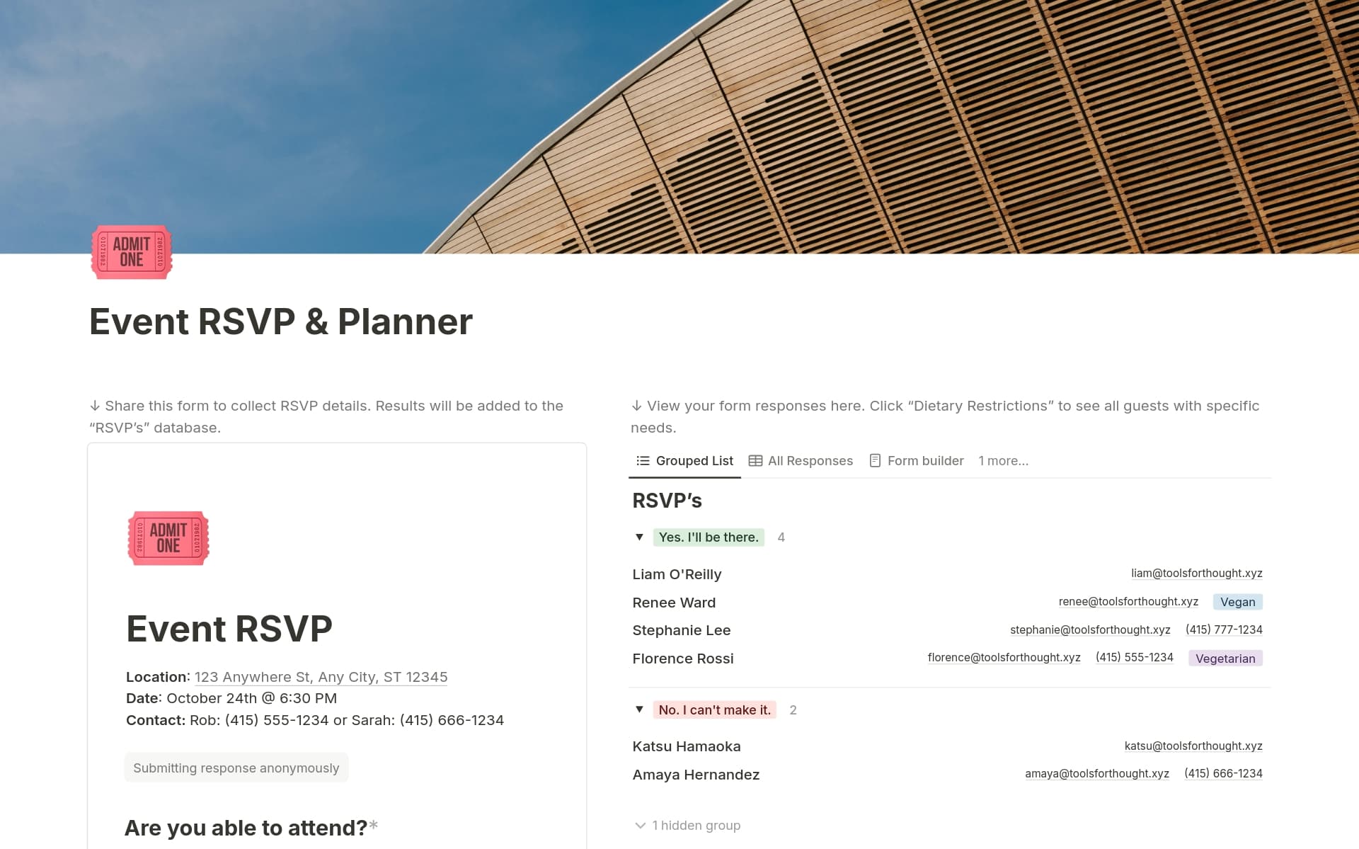 Vista previa de plantilla para Event RSVP & Planner